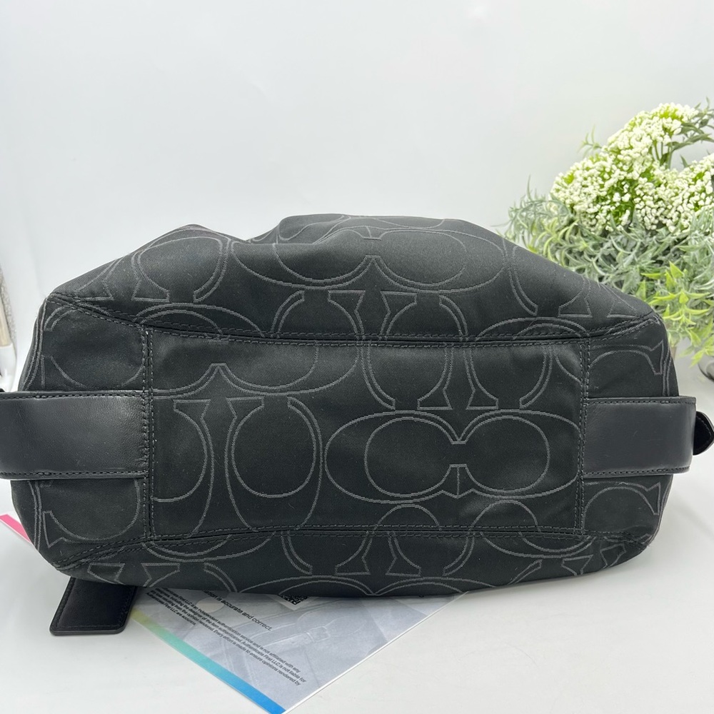 Coach Large Black Signature Maggie Mia Shoulder Bag Handbag Hobo Bag #16153 - Picture 4 of 16